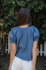 Gabi Plaid Blouse in Blue