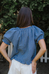 Gabi Plaid Blouse in Blue