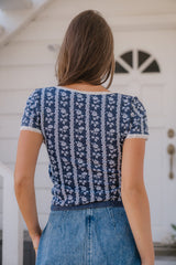 Juliet Floral Seamless Top in Navy