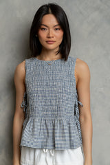 Jeremy Smocked Blouse in Blue