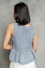 Jeremy Smocked Blouse in Blue