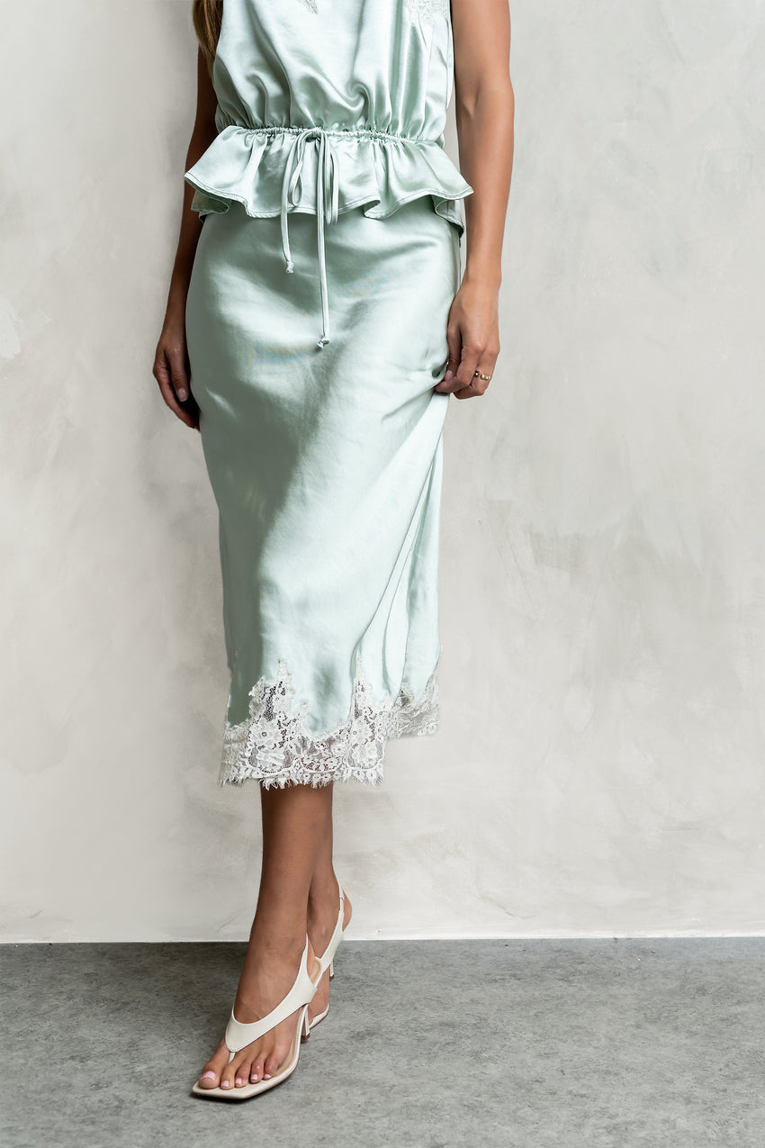 Saige Satin Midi Skirt