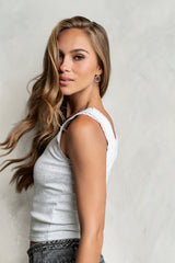 Mackie Lace Trim Tank in Heather Grey