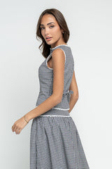 Kellie Gingham Tank in Black