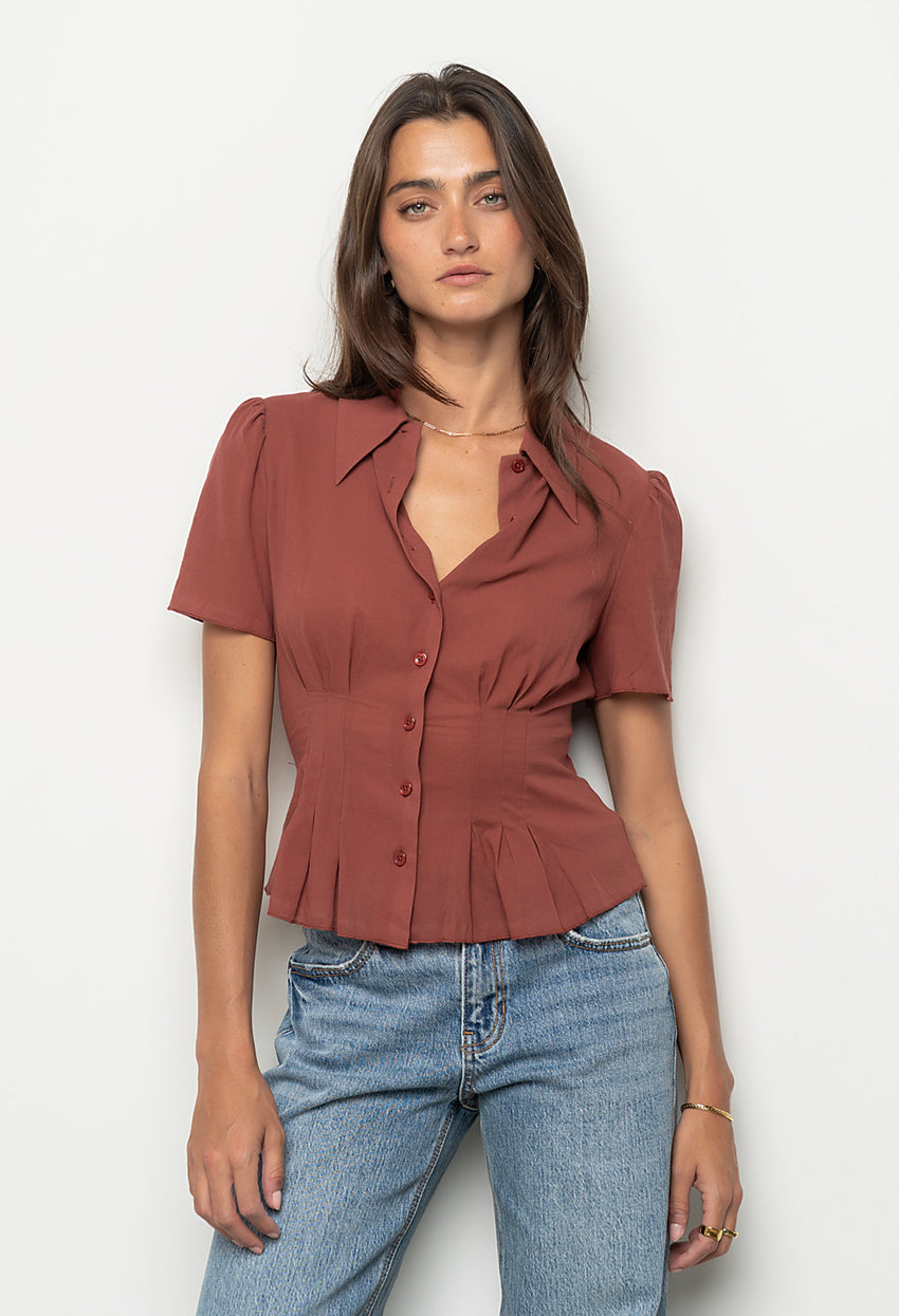 Mary Sheer Blouse in Marsala