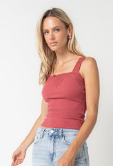 Saylor Ribbed Tank in Berry