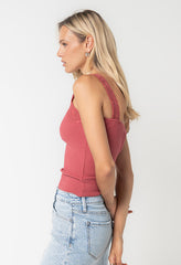 Saylor Ribbed Tank in Berry