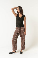Priya Polka Dot Barrel Jeans in Brown