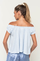 Livy Gingham Oversized Top in Blue