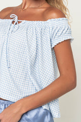 Livy Gingham Oversized Top in Blue