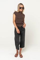 Miriam Mock Neck Top in Brown