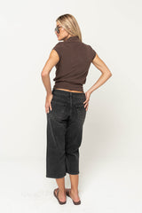 Miriam Mock Neck Top in Brown