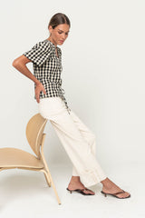 Callie Gingham Blouse in Black