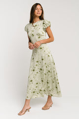 Savannah Floral Midi Dress in Green