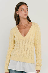 Zeke Cable Knit Sweater in Yellow