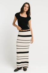 Freya Ribbed Top in Black