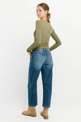 Audrey Ribbed Top in Olive