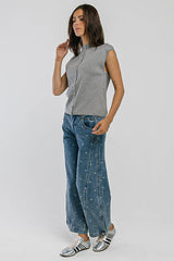 Cambria Sleeveless Cardigan in Heather Grey