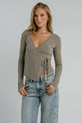 Ariella Wrap Top in Brown