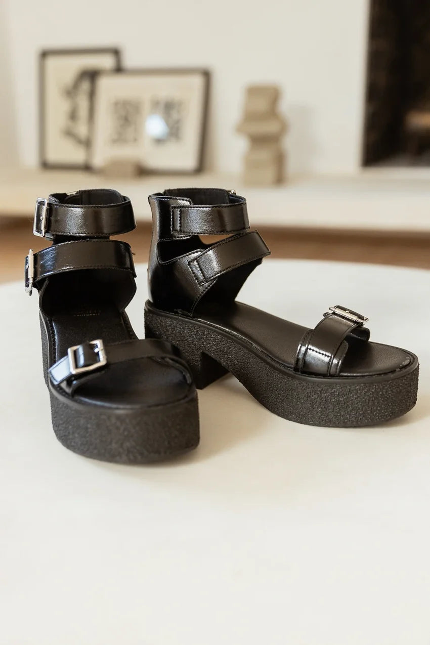 Alexia Platform Sandals in Black