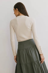 Lonnie Button Sleeve Sweater in Oatmeal