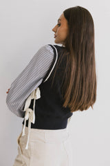 Montie Striped Sweater Top in Navy
