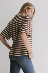 Freddie Striped Tee in Brown