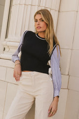 Montie Striped Sweater Top in Navy