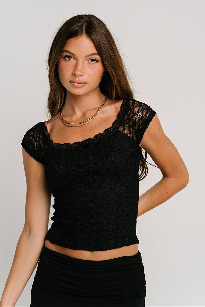 Celia Lace Top in Black