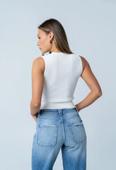 Ollie Cutout Tank Top in Ivory