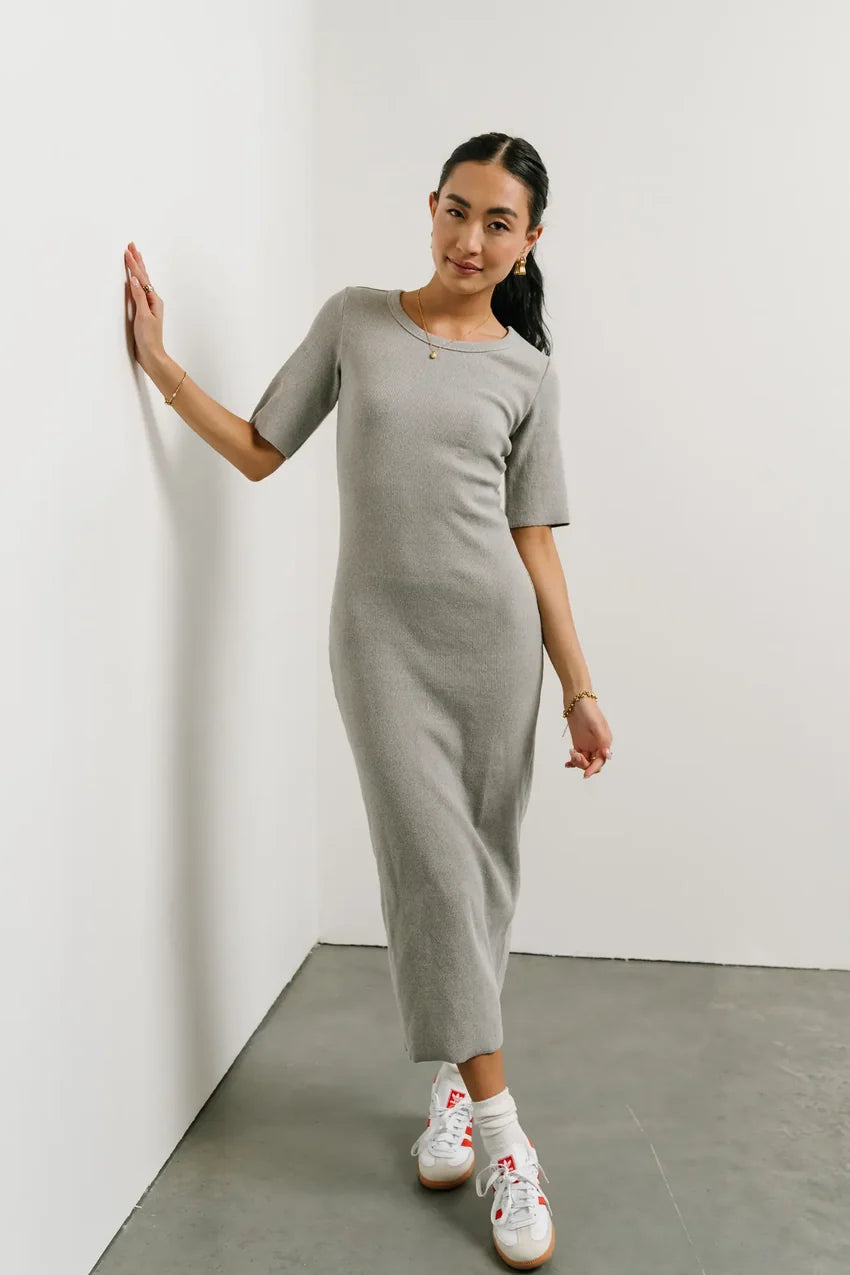 Lori Ribbed Dress in Grey