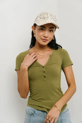 Serena Henley Top in Moss
