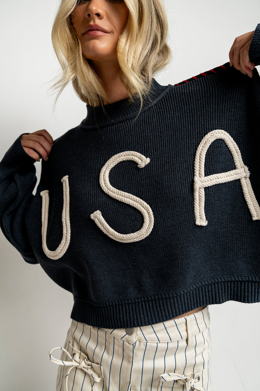 USA Oversized Sweater in Navy