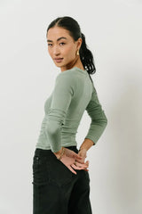 Audrey Ribbed Top in Green