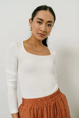 Amy Square Neck Bodysuit in White
