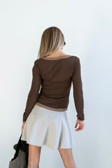 Lex Layered Mesh Top in Brown