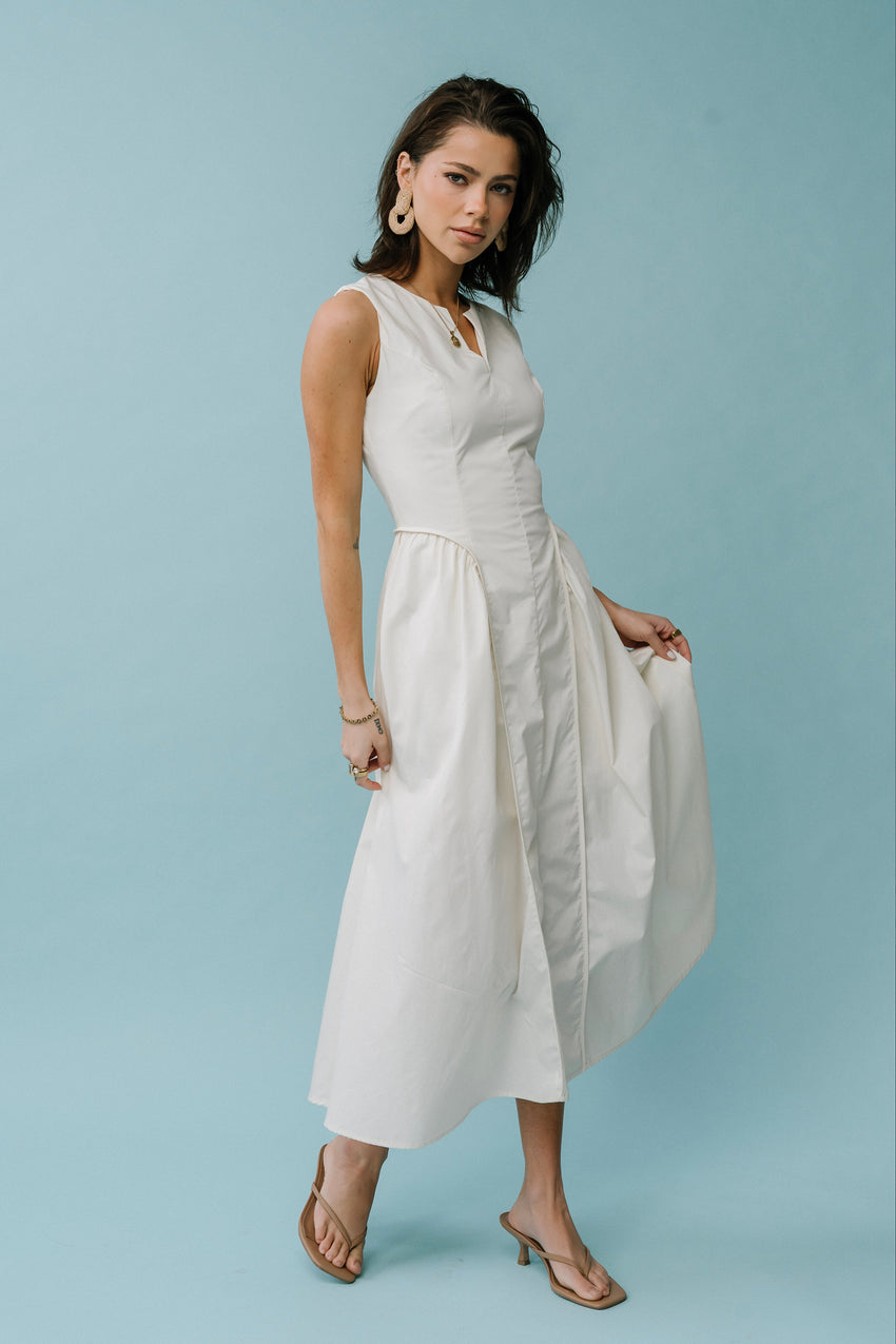 Jaynie Midi Dress in Cream