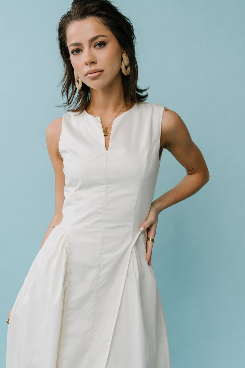 Jaynie Midi Dress in Cream