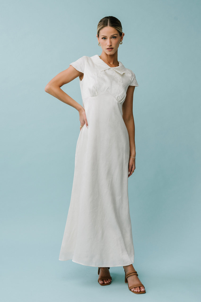 Tammy Embroidered Maxi Dress in Ivory