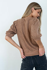Marrel Textured Top in Brown