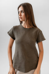 Selena Rolled Sleeve Shirt in Olive